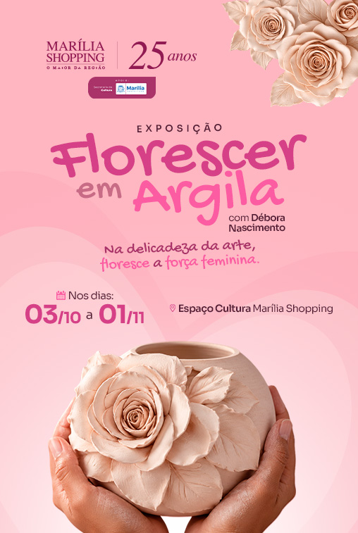 Exposição “Florescer em Argila” no Marília Shopping